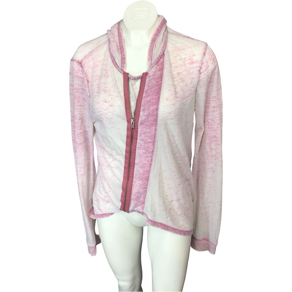 Hang Ten Pink and White Zip Up Hoodie size Large